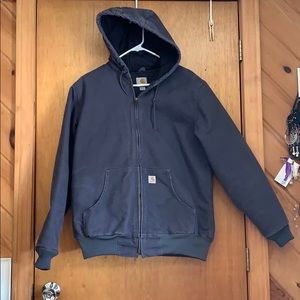 Medium, Women’s Carhartt coat.